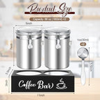 Maxcheck 2 Pcs 66 oz Coffee Sugar Canisters with Shelf Scoop Lids, Silver - Image 2