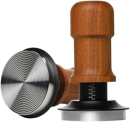 51mm Espresso Tamper, Premium Barista Coffee Tamper with Constant 30lb Calibrated Spring Loaded, Stainless Steel Base and Mahogany Handle. Fits for All 51mm Portafilters, Espresso Accessories by Coosigar