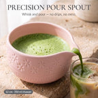 7-Piece Matcha Whisk Set – Ceramic Matcha Bowl with Spout, Bamboo Whisk & Holder, Scoop, Sifter, Tea Towel – Japanese Tea Set & Matcha Starter Kit Gift Box (Pink) - Image 5