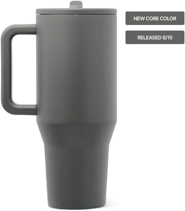 HydroJug Traveler 40oz, Insulated Tumbler with Handle & Straw, Stone - Image 2