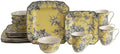222 Fifth Adelaide Yellow 16-Piece Floral Porcelain Dinnerware Set | Microwave and Dishwasher Safe Dining Set for 4 | Stackable & Chip-Resistant Plates Bowls and Cups | Gift for Housewarming & Wedding by 222Fifth