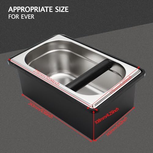 DIBTSA Espresso Knock Box,Stainless Steel Coffee Pucks Container, with Steel Holder and Noise Reduction Rubber Ring (10.94 x 6.88 x 4.25 inch) - Image 2