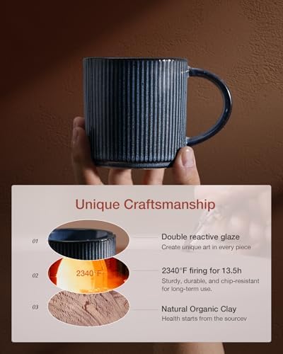 famiware Coffee Mug Set of 4, Star 12 oz Ceramic Mugs Cups Set with Handle - Image 3