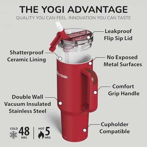 YOGI 30oz Tumbler with Straw - Crimson - Image 3
