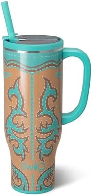Swig Life 30oz Leakproof To-Go Tumbler with Handle, Boot Scootin' Turquoise by SwigLife