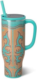 Swig Life 30oz Leakproof To-Go Tumbler with Handle, Boot Scootin' Turquoise by SwigLife