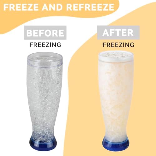 Lily's Home Freezer Beer Mugs, Set of 4-16 oz Double Wall Insulated with Liquid Gel, Frosty Chiller Cups, Break-Resistant Acrylic Freezable Glasses for Home Bar, Pool Parties, BBQ & Outdoor Gifts - Image 5