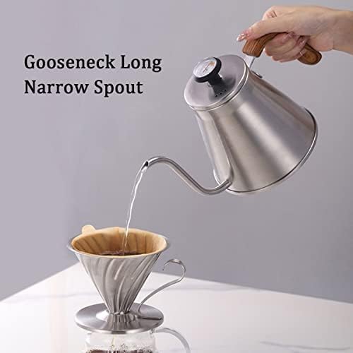 LEIYTFE 1200ML Coffee Kettle with Lid,Stainless Steel Hand Drip Coffee Pot,Tea Pot Gooseneck Kettle Stovetop Stainless Steel Kettle Pour Over for Brewing Tea Coffee (Color : Black) - Image 3