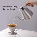 LEIYTFE 1200ML Coffee Kettle with Lid,Stainless Steel Hand Drip Coffee Pot,Tea Pot Gooseneck Kettle Stovetop Stainless Steel Kettle Pour Over for Brewing Tea Coffee (Color : Black) - Image 3