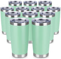 20 oz Tumbler Stainless Steel Tumblers Bulk with Lid Double Wall Insulated Coffee Tumbler Cups for Hot & Cold Drinks Powder Coated Travel Coffee Tumbler Mug Metal (Jade, 12 pack) by VQRRCKI