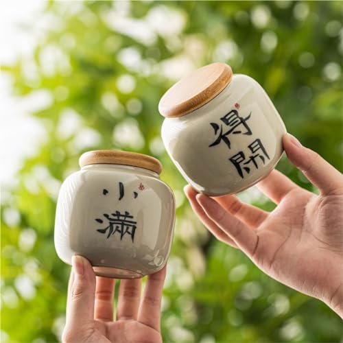 thalo Stash Jar Container Bulk Tea Storage Container Ceramic Candy Nut Sealed Jar Home Kitchen Food Storage Jar Empty Jar Small Portable Vintage Storage Jars(Color:B) - Image 4
