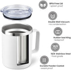 MEWAY 12oz Coffee Mug With Handle 8 Pack Bulk,Stainless Steel Insulated Travel Tumblers With Sliding Lid,Double Wall Vacuum Camping Cup for Hot & Cold Drinks Tea (Multicolor,Set of 8) - Image 2