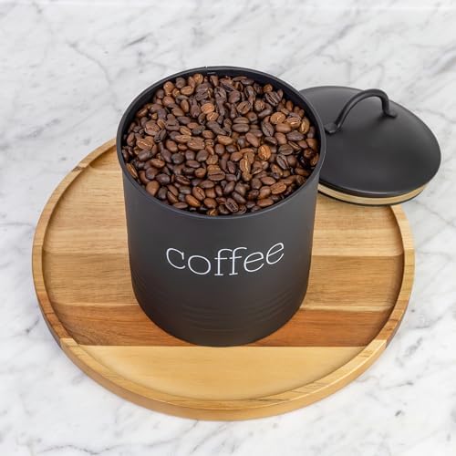 AuldHome Design Enamelware Black Coffee Canister; Modern Farmhouse Style Coffee Storage for Kitchen - Image 7