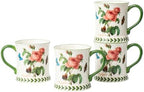 Pastoral Coffee Mug Set of 4-15.2 Oz Large Capacity Porcelain In-Glaze Cups for Tea, Latte, Cocoa - Dishwasher & Microwave Safe, Great Housewarming Gift-Pink Rose by ONECCI