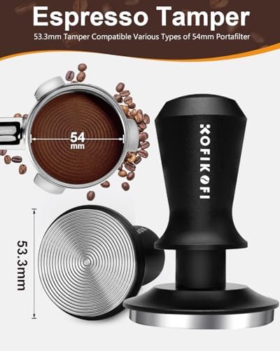 53.3mm Espresso Tamper, 30lbs Spring Loaded, Aluminum Handle, Ripple Base - Image 2