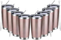 MEWAY 20oz Tumbler 8 Pack Double Wall Vacuum Insulated Travel Mug Bulk, Stainless Steel Tumblers with Lid and Straw, Durable Powder Coated Coffee Cups for Cold & Hot Drinks (Rose Gold, 8) by MEWAY