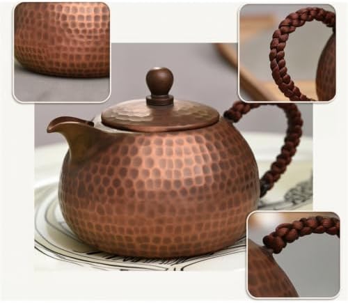 Copper Vessel Teapot Kettle Pot Pitcher With Hammered Pure Copper Body And Short Angled Spout Handmade Rustic Craft With, Array, Copper Handle Aged Color, Copper Handle Aged Color 200cc - Image 2
