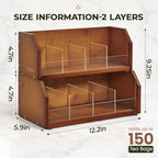 TIOPGHAD 2-Layer Stackable Bamboo Tea Bag Organizer Storage Holder, Brown - Image 6