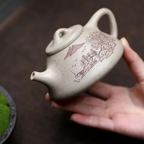 Tea Kettle White Mud Stone Scoop Teapot Hand-carved Office Tea Ceremony Teapot Ceramic Tea Infuser - Image 4