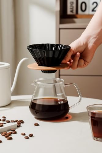 SODEF Black Ceramic V60 02 Dripper for Pour Over Coffee Brewing - 1 Liter Capacity - Reusable Filter Cone for Rich Flavor Extraction - Smooth Glaze Finish - Image 3
