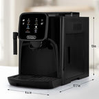 Zulay Kitchen Magia Clasica Automatic Espresso Machine with Built-In Grinder, Touch Panel Coffee Maker, Steam Wand Milk Frother, Adjustable Strength, Self-Cleaning, Black (13" x 17.7" x 9.4") - Image 2