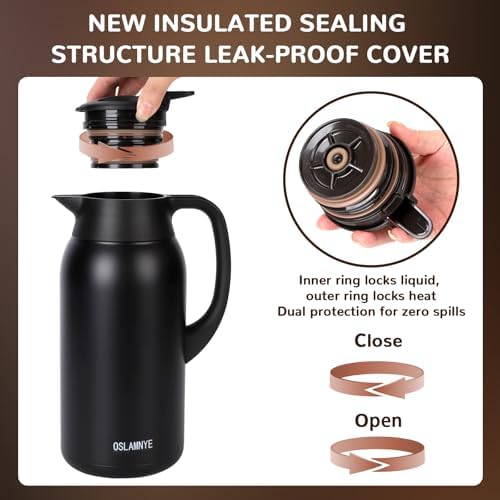 316Stainless Steel Coffee Carafe 84oz - 12 Hours Hot & 24 Hours Cold Black - Image 6