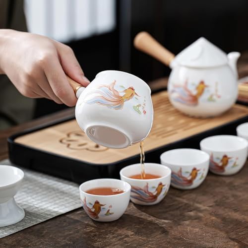 Chinese Tea Set Traditional, Chinese Gongfu Tea Set with 6 Cups, Kung Fu Tea Set for Adults (JYMT Sidehandle6) - Image 3