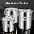 Storage Bucket with lids, Metal Bucket, 316 Stainless Steel Airtight Canister for Kitchen, Canisters Container with Lids and Sturdy Locking Clamp for Rice,Grain,Coffee Bean,Dog Food(48L/12.68Gal) - Image 3