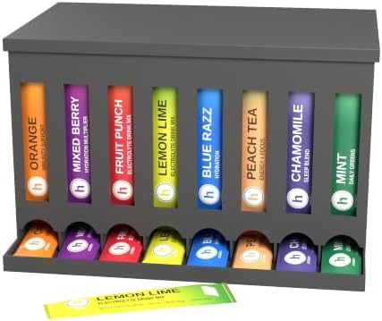 Drink Packet Organizer, 8 Slot Dispenser with Front Pull Windows for Drink Mix Packets, Electrolyte Sticks and Tea Bags, Tea Bag Organizer for Pantry and Coffee Station (Matte Black, 2 Pack) - Image 3