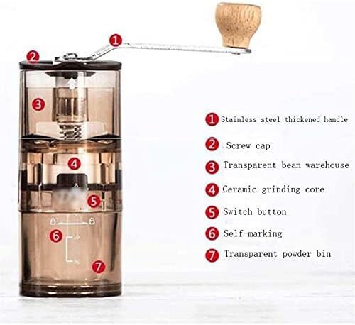 Manual Coffee Grinder with Ceramic Burrs, Hand Coffee Mill with Two Containers Adjustable Coarseness for Home, Office and Travelling - Image 3