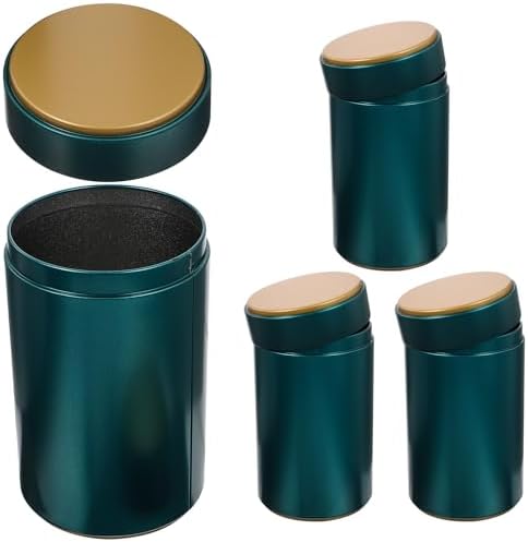 Tea Tin Canisters 4Pcs Tinplate Airtight Storage Jars by Unknown