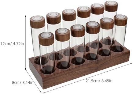Coffee Bean Storage Tubes Glass Organizer with Wooden Holder - Image 2