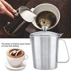 Stainless Steel Milk Frothing Pitcher Milk Frothing Pitcher High Capacity Stainless Steel Milk Frothing Pitcher Coffee Cup Mug with Cover Measurement(1000ML) - Image 3