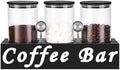 ZOMUIA Glass Coffee Containers Airtight Coffee Bean Storage Jars with Shelf, 3Pcs 44oz Coffee Station Organizer Coffee Canisters, Kitchen Food Storage Jars for Sugar, Candy, Oats, Nuts (BLACK) by ZOMUIA