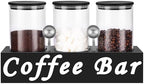 ZOMUIA Glass Coffee Containers Airtight Coffee Bean Storage Jars with Shelf, 3Pcs 44oz Coffee Station Organizer Coffee Canisters, Kitchen Food Storage Jars for Sugar, Candy, Oats, Nuts (BLACK) by ZOMUIA