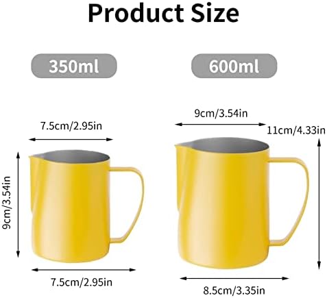 Milk JugMilk Frothing Jug Pitcher Stainless Steel Frother Cup Espresso Steam Coffee for, Latte Art(600ml) - Image 6