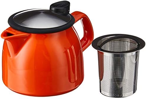 FORLIFE Bell Ceramic Teapot with Basket Infuser, 16-Ounce/470ml, Carrot - Image 3