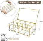 Gold Glass Tea Bag Organizer, Tea Box, Tea Bag Container (8 Compartments) - Image 2