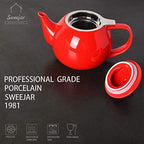 Sweejar Ceramic Tea Pots,30OZ Porcelain Teapot with Infuser(Red) - Image 2