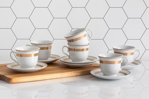 Porcelain Tea Set - White and Gold Rope Design, 12 Piece Set - Image 4