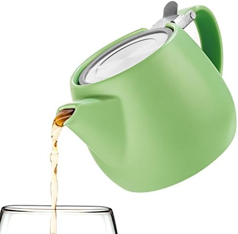 Tealyra - Pluto Porcelain Small Teapot Lime - 18.2-ounce (1-2 cups) - Matte Finish - Stainless Steel Lid and Extra-Fine Infuser To Brew Loose Leaf Tea - 540ml - Image 4