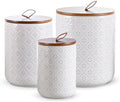 Mowtanco Embossed Ceramic Canister Set with Airtight Bamboo Lid by Mowtanco