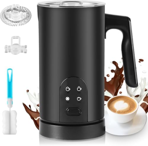 Milk Frother 4 in 1 Electric Milk Steamer 350ml 11.8oz Automatic Hot and Cold Foam Maker with 304 Stainless Steel Interior for Latte Cappuccino Coffee Hot Chocolate Home Kitchen by Unknown