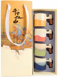Ceramic Espresso Cups Wood Handle 2.4oz Set of 4 Square by Unknown