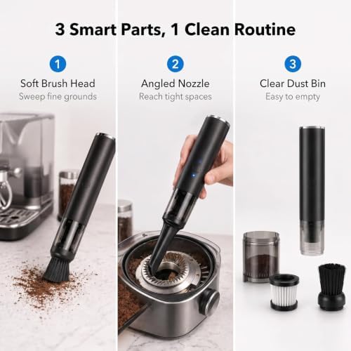 Portable Handheld Coffee Grinder Vacuum Cleaner | Mini Barista 2 in 1 Blower Coffee Powder Cleaner | Wireless Tabletop & Home Use | Easy to Clean & Lightweight - Image 2