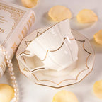 Tea Cups and Saucers Set of 2, 6.4oz Stackable Porcelain Coffee Cup, YFH12 - Image 4
