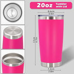 20oz Tumbler with Lid Stainless Steel Tumblers Insulated Mug Hot Pink 6P - Image 3