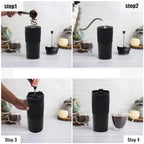 Portable Coffee Maker French Press Insulated Mug with Double Walled Insulated Vacuum Coffee Tea Mug for Travel Outdoor(Gray) - Image 4