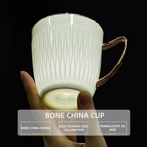 Luxury Bone China Coffee Mug Set of 2, 8oz Lightweight White Fine Bone China Tea Cups with Gold Thin Rim, Over 45% Bone Content Porcelain Ceramic Thin Mugs for Espresso Latte Mocha Freezer Safe - Image 6