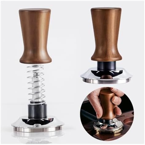 51/53/58MM Solid Wood Espresso Tamper Manual Press Coffee Tampers with Calibrated Spring Loaded Home Coffee Barista Accessories(53MM-Thread) - Image 2